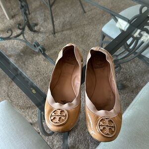 Tory Burch Beige Ballet Flats with Logo